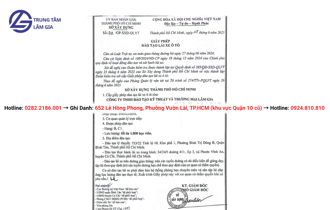 đăng ký học thi bằng lái xe máy hạng A tại trung tâm Lâm Gia với học phí 1.895.000đ