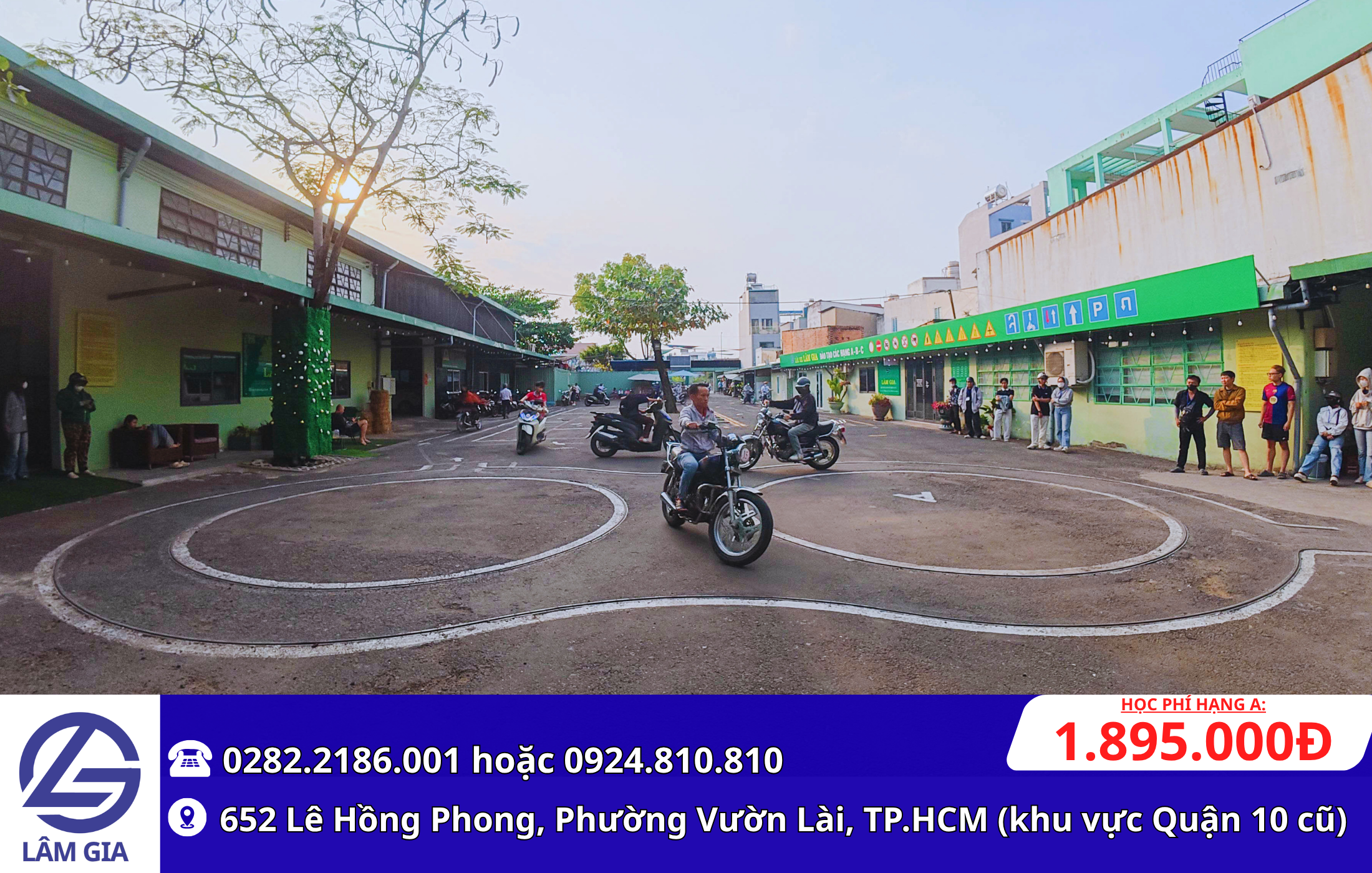 đăng ký học thi bằng lái xe máy hạng A tại trung tâm Lâm Gia với học phí 1.895.000đ