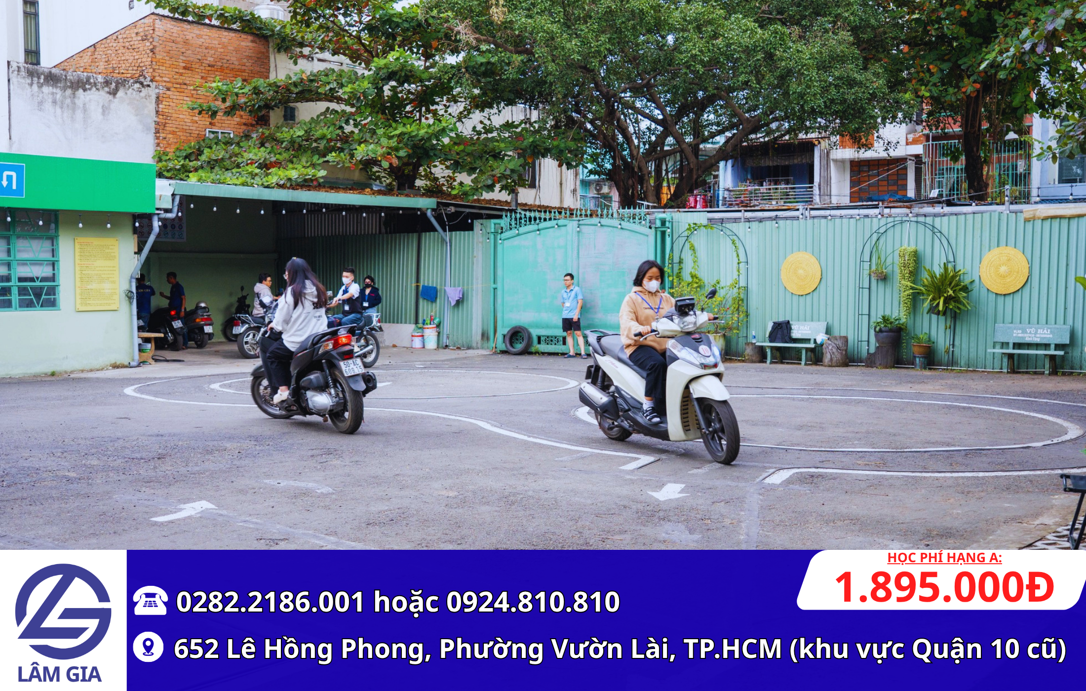 đăng ký học thi bằng lái xe máy hạng A tại trung tâm Lâm Gia với học phí 1.895.000đ