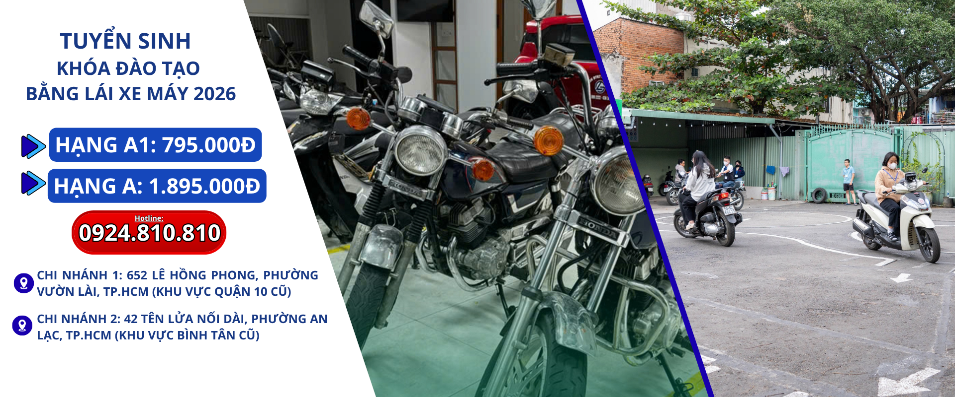 tuyển sinh khóa đào tạo bằng lái xe máy tại trung tâm lâm gia học phí 1.895.000đ