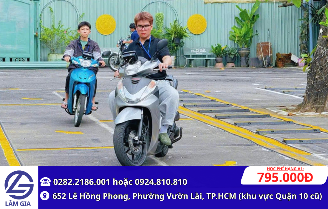 đăng ký học thi bằng lái xe máy hạng A1 tại trung tâm Lâm Gia với học phí 795.000đ