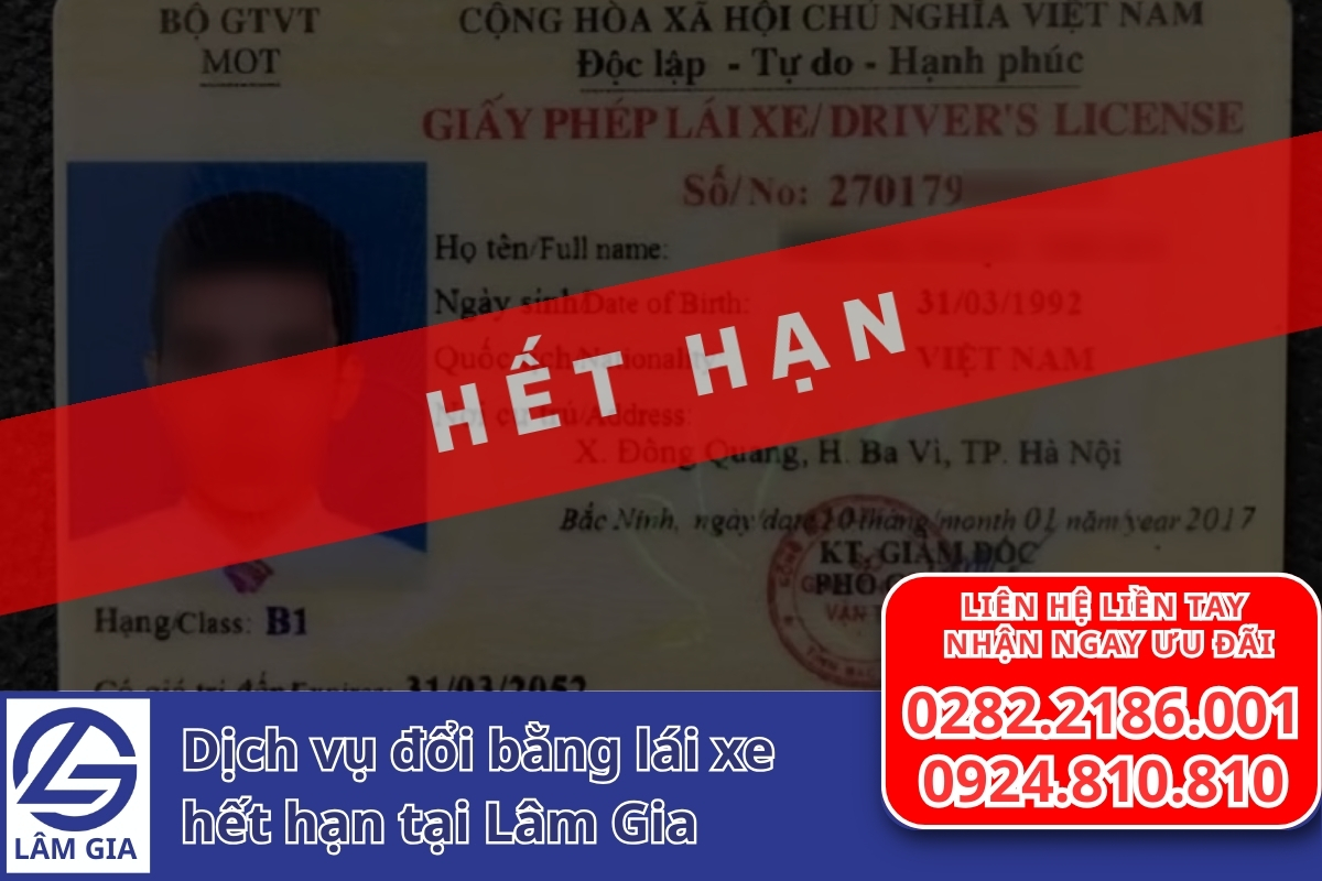 đổi bằng lái xe hết hạn tại Lâm Gia