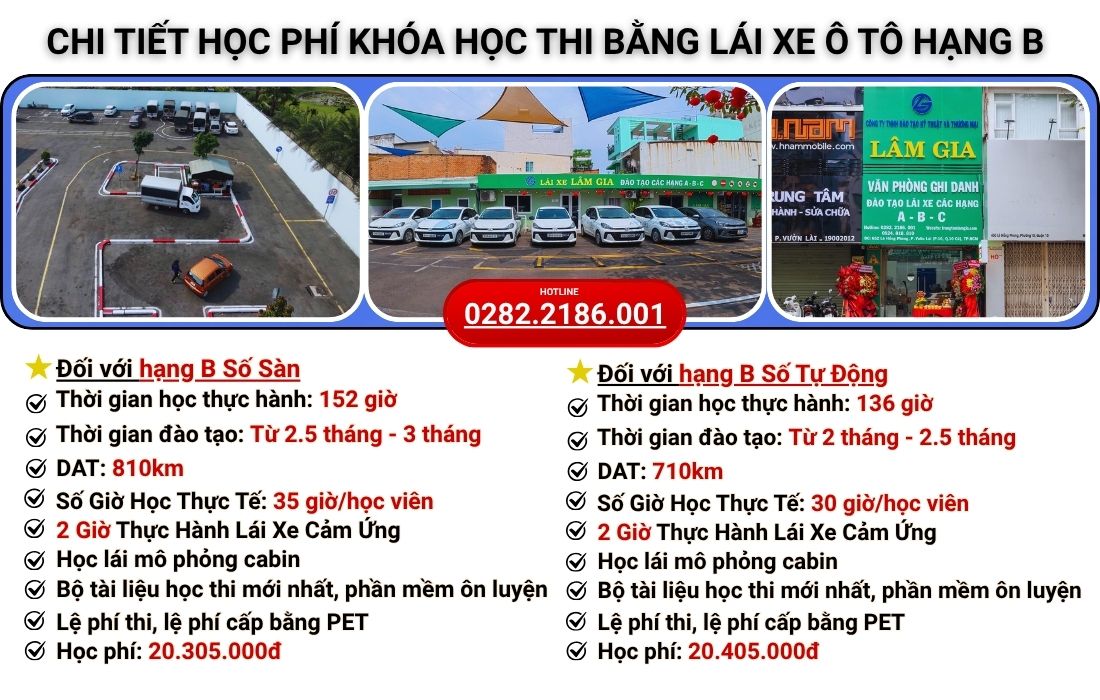 học bằng lái xe b2 số sàn - học phí 20.305.000đ - trung tâm lâm gia 