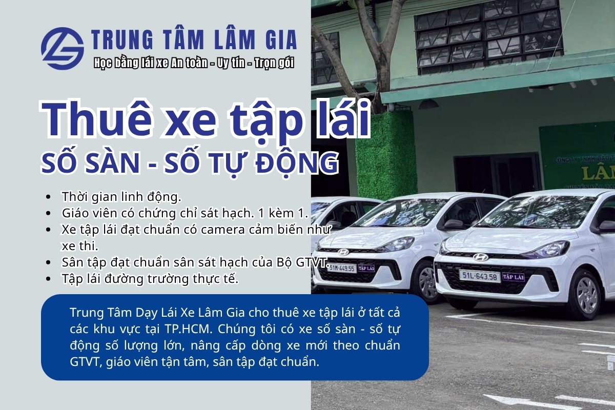 Thuê xe tập lái số tự động và số sàn tại TPHCM