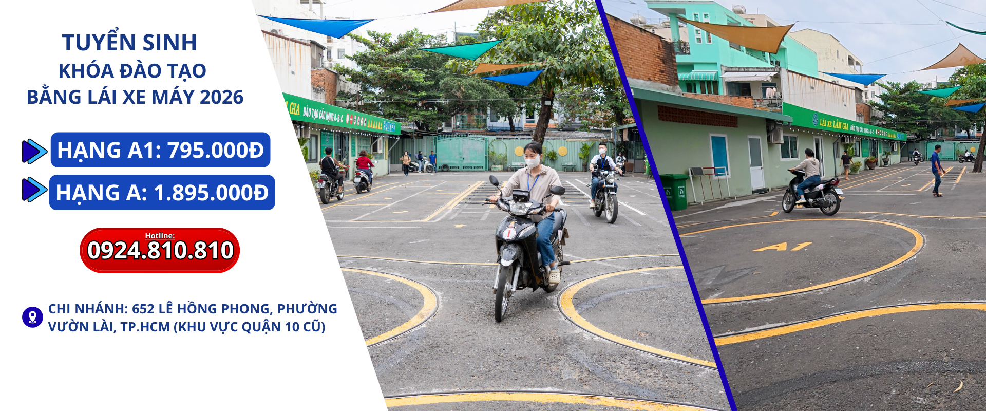 tuyển sinh khóa đào tạo bằng lái xe máy tại trung tâm lâm gia với học phí 795.000đ