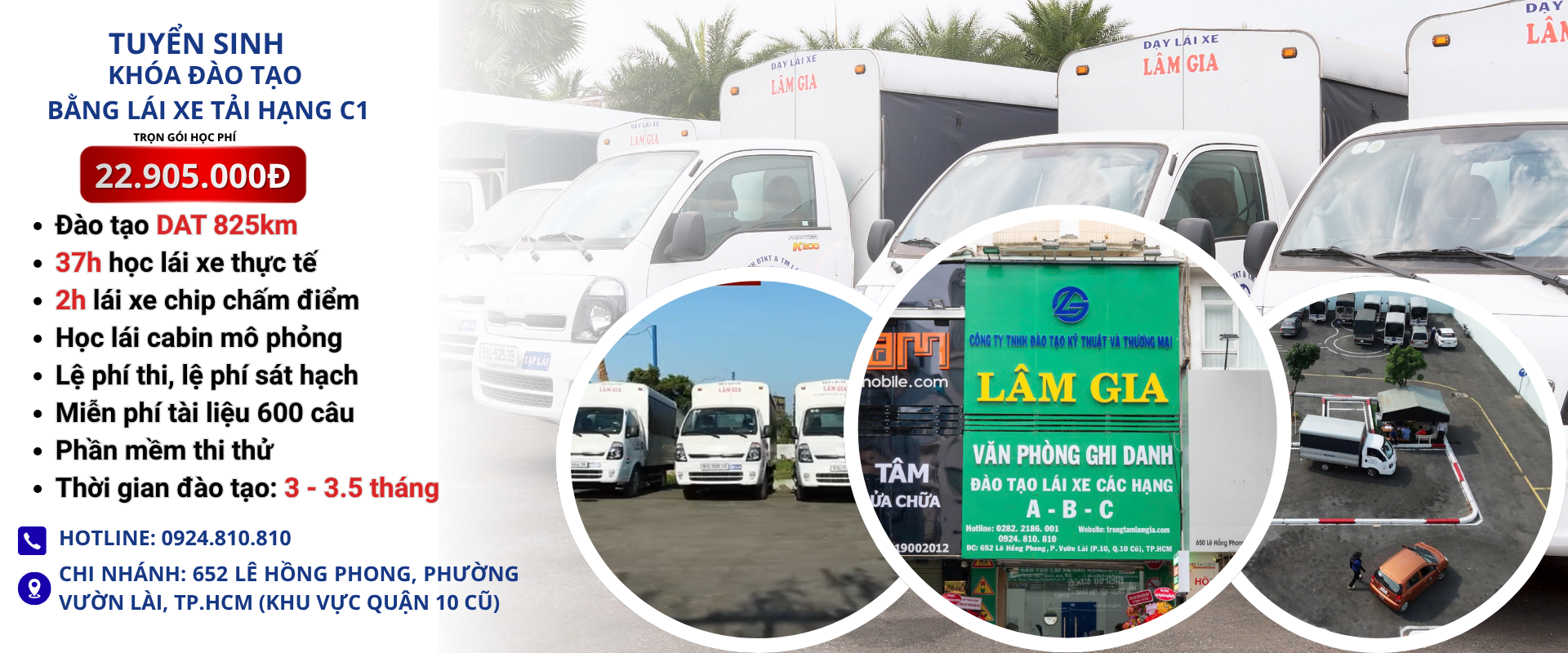 học bằng lái xe tải c1 tại trung tâm Lâm Gia với học phí 22.905.000đ