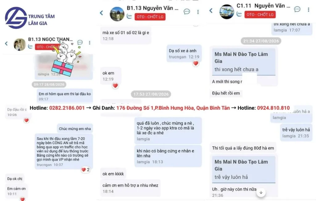 Feedback khách hàng khi đăng ký học bằng lái xe tại trung tâm Lâm Gia